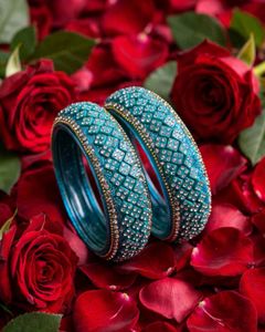 Exquisite Teal Stone Bangles