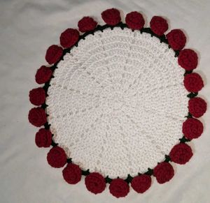Handmade Crochet Rose Table Mat