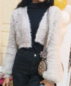 Premium Korean Fur Long Sleeves Crop Shrug