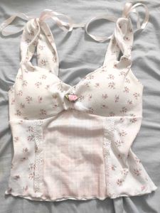 coquette Floral Cami Top with Lace Trim