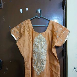 Orange Embroidered Kurta Set with Dupatta