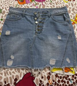 Shein Ripped Denim Mini Skirt
