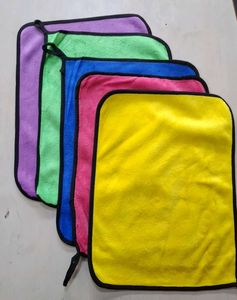 Set of 5 Colorful Microfiber Cleaning Towels