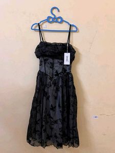 Savana Black Butterfly Mesh Dress