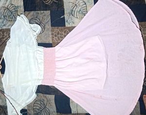 White Lace Top &amp; Pink silk perfect  beautiful look