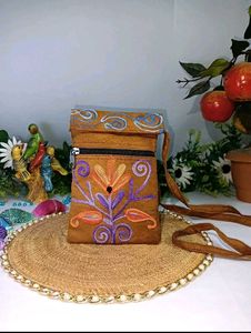 Embroidered Suede Crossbody Phone Bag
