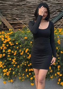 Classic Black Long Sleeve Mini Dress