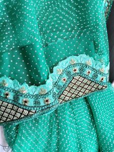 Green net saree with  Blouse