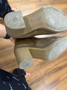 Suede Ankle Boots with Block Heel
