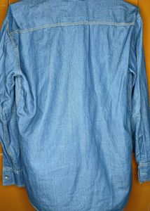 Denim Shirt Full Sleeves Band Color (Casual)