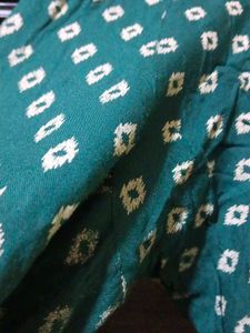 Green Bandhani Kurta with Cream Palazzo
