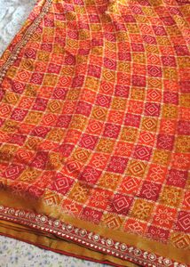 Vibrant Bandhani Saree with Embellished Border