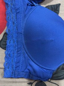 Comfortable Blue Lace Trim Bra