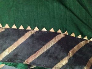 Elegant Green Saree with Striped Border