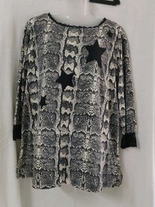 Stylish Snake Print Top with Star Appliques