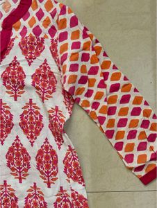Pretty pink and White cotton kurti 🌸