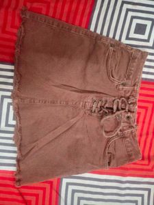 Y2k BROWN DENIM MINI SKIRT