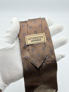 GIVENCHY Silk Necktie Brown Geometric Pattern
