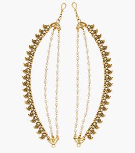 Kushal's Gold Plated Antique Bead Matil Ear Chain