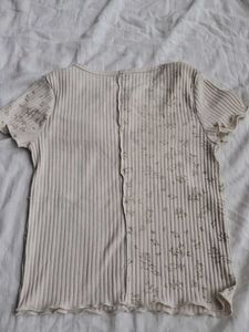 Ribbed Floral Print Top