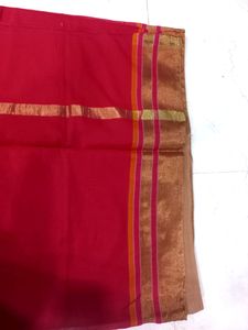 pure cotton red saree