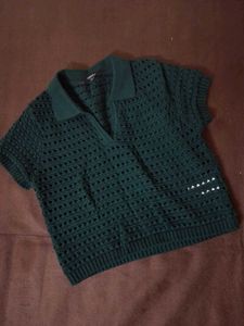Green Crochet Knit Top