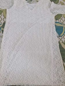 White Lace Dress with Criss-Cross Back