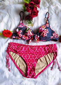 Chic Floral Print Bikini Set