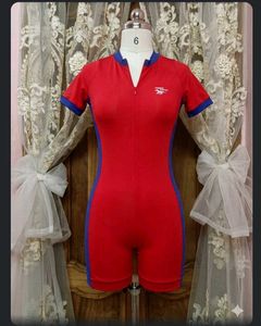 Retro Red & Blue One-Piece Swimsuit