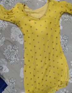 Yellow Sequined Kurti