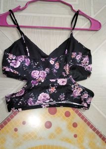 Floral Cut-Out Crop Top
