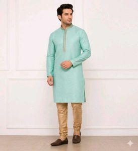 Men’s Mint Green Jacquard Kurta Pajama Set