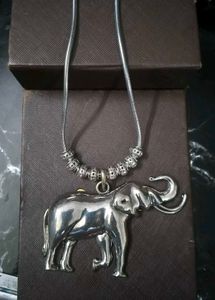 Elephant Oxidised/German Silver Pendent Necklace