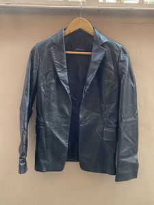 Classic Black Leather Blazer