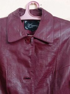 Women's Burgundy Leather Blazer