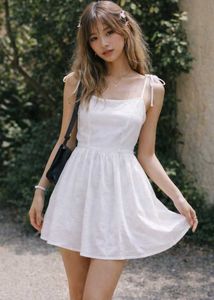 Classic White Sundress with Tie Shoulders