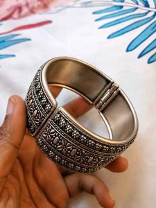 Oxidised Silver Look Designer Kada Bracelet