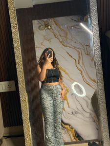Stylish Snake Print Flare Pants
