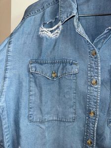 Forever21 Distressed Denim Shirt