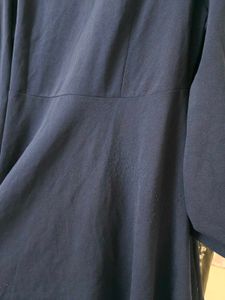 Navy Blue Dress with Sheer Sleeves