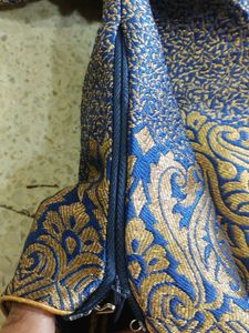 Elegant Blue Brocade Blouse