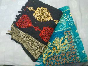 Exquisite woollen Black shawl or stall with Golden