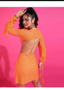 Vibrant Orange Cut-Out Mini Dress