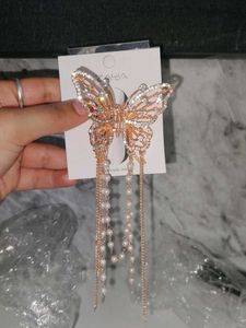 Sparkling Butterfly Pearl Dangle hair clip