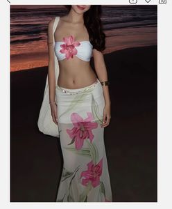 Beach Bikini Skirt with Flower Accent