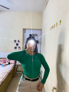 Zara Green Ruched Long Sleeve Top
