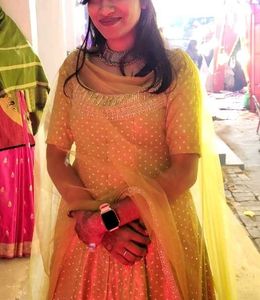 Stunning lime Yellow Embellished Anarkali Gown