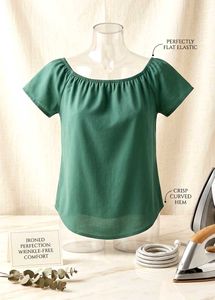 Chic Off-Shoulder Emerald Green Top