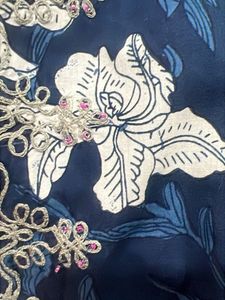 Navy Blue Floral Print Dress