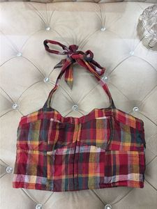 Plaid Halter Neck Crop Top